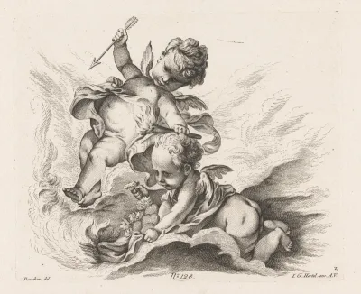 Putti met pijl en toorts