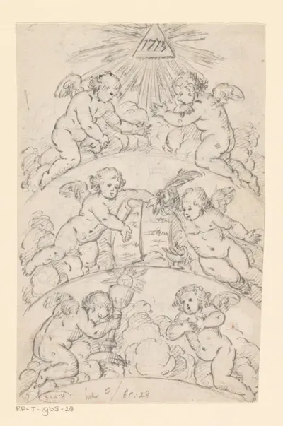 Putti met religieuze attributen