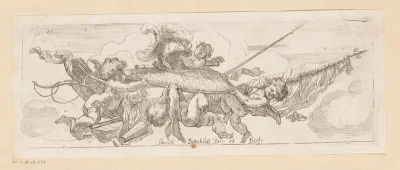Putti met schild, helm en wapens