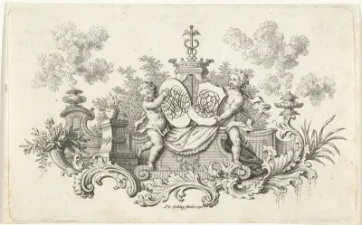Putti met twee wapenschilden
