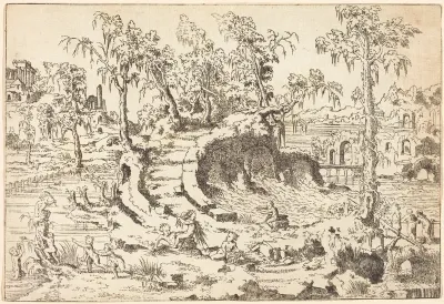 Putti Playing in a Fanciful Landscape