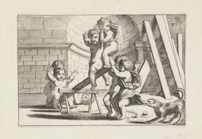 Putti spelen op een wip