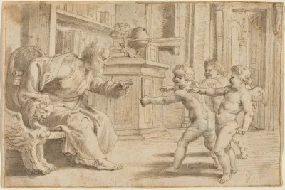 Putti Testing a Man's Perception of Depth