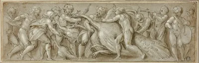 Putti with Peacocks and Musical Instruments