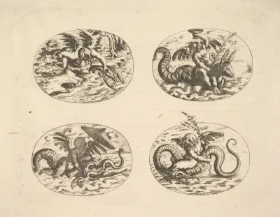 Putti with Sea Monsters, from "Neue Grotessken Buch"