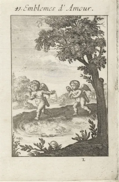 Putto loopt verliefd een andere putto na