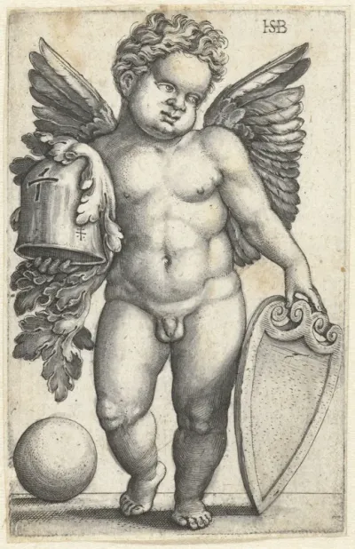 Putto met een leeg schild
