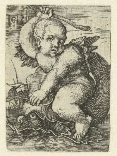 Putto op dolfijn