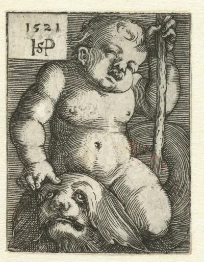 Putto op een dolfijn