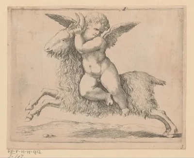 Putto op een ram