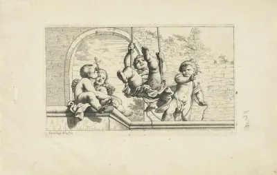 Putto op een schommel