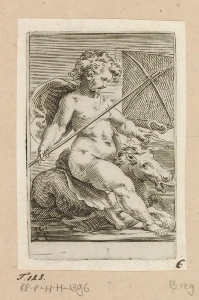 Putto op een zeepaard