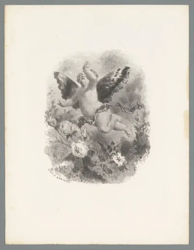 Putto tussen bloemen