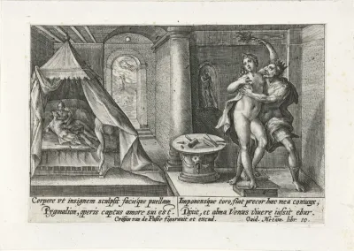 Pygmalion die verliefd wordt op zijn beeld