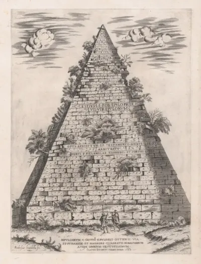 Pyramid of Caius Cestius, from "Speculum Romanae Magnificentiae"