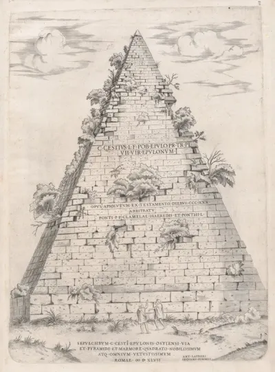 Pyramid of Caius Cestius, from "Speculum Romanae Magnificentiae"