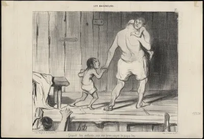 Quand les enfants ont été bien sages le papa les mène au bain par partie de plaisir (Alexis ou l'Erreur d'un bon Père)