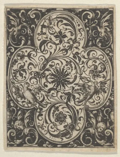 Quatrefoil Design in Blackwork, from "Varii Generis Opera Aurifabris Necessaria"