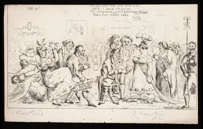Queen Caroline, wife of King George IV, is greeted by people from Marylebone