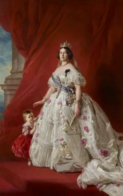 Queen Isabella II and her daughter the Princess of Asturias