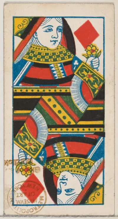 Queen of Diamonds, from the Playing Cards series (N84) to promote Turkish Cross-Cut Cigarettes for W. Duke, Sons and Co.