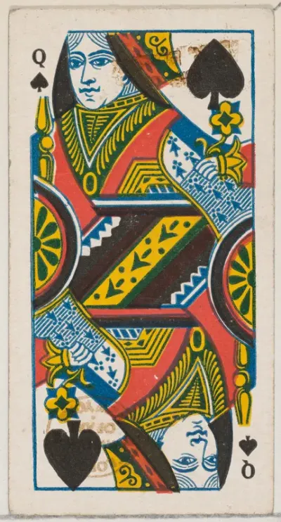 Queen of Spades (black), from the Playing Cards series (N84) for Duke brand cigarettes