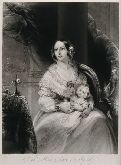Queen Victoria with the infant Princess Victoria on her lap