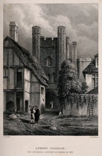 Queens' College, Cambridge the gateway in 1837