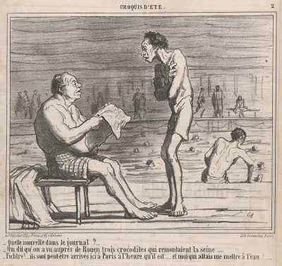 Quelle nouvelle dans le journal?...., from Croquis d'Été, published in Le Charivari, August 5, 1859