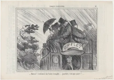 Quinze centimes un bain complet..., from Croquis Parisiens, published in Le Charivari, August 30, 1856