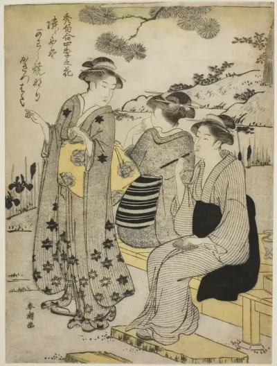 Rabbit-Ear Irises in Autumn, from the series "Choicest Odes upon Flowers of the Four Seasons (Shuku awase, shiki no hana)"