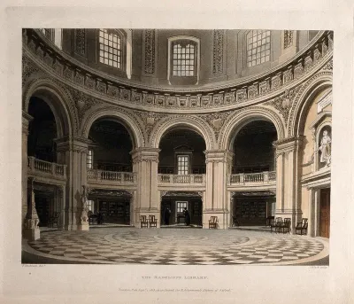 Radcliffe Camera, Oxford: interior of the library showing study areas