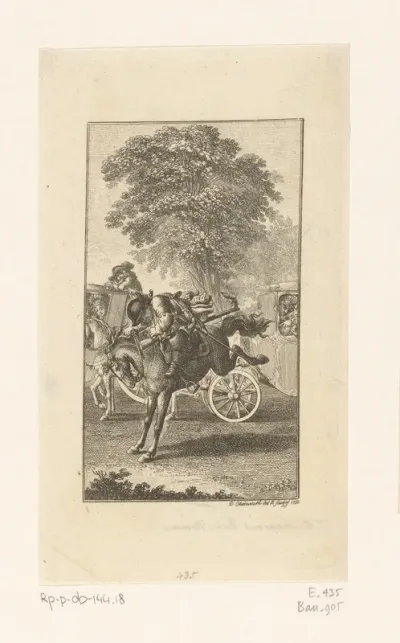 Ragotin houdt zich vast aan het bokkende paard