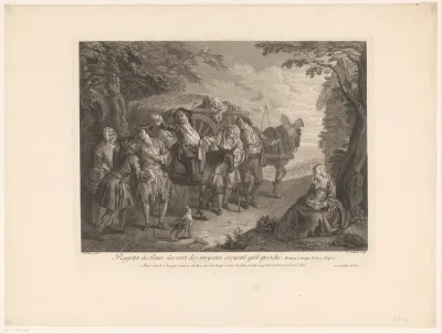 Ragotin te paard tussen enkele boeren