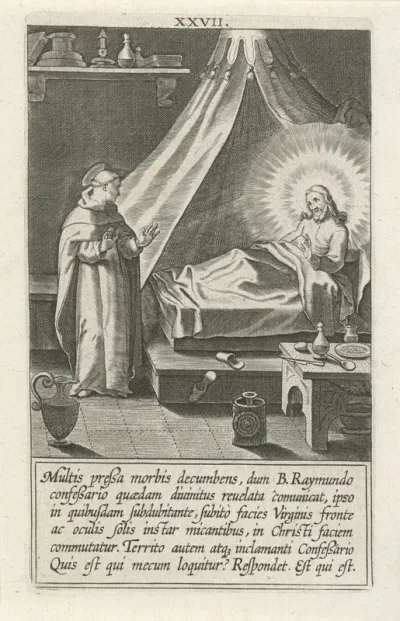 Raimundus van Capua bezoekt Catharina met het gelaat van Christus