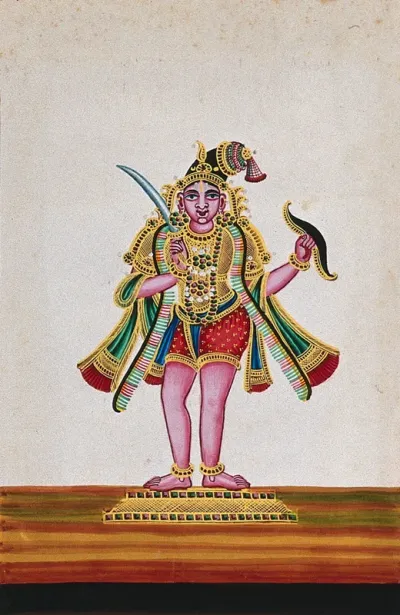 Raja Munnar (?) holding a sword in his right hand