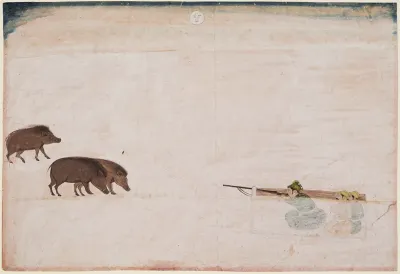 Raja Ram Chand of Amber (r. 1667–88) Hunting Wild Boar