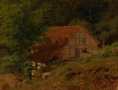 Rakennuksia metsässä, harjoitelma