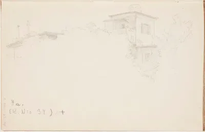 Rakennus puiden keskellä. Todennäköisesti 1925.