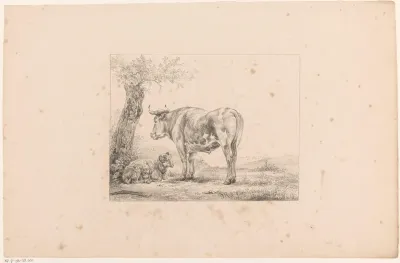 Ram en stier in een landschap