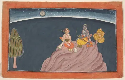 Rama and Lakshmana on Mount Pavarasana: Folio from the Shangri Ramayana series (Style II)
