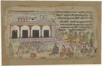 Rama en Sita met apenleger voor paleis