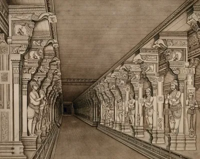 Rameshwaram: inner view of the long temple corridors