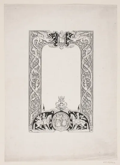 Randtegning i oldnordisk dragestil. Til en norsk bog