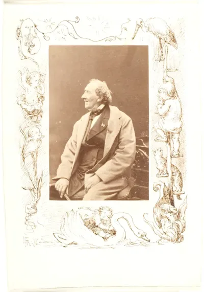Randtegning om et fotografi af H.C. Andersen
