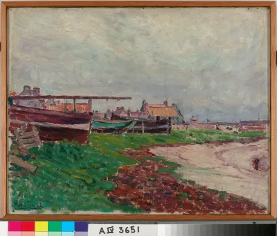 Rantakylä ja veneitä