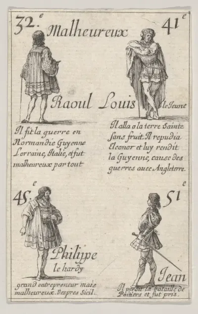 Raoul ... / Louis le Jeune..., from "Game of the Kings of France" (Jeu des Rois de France)