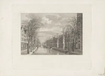 Rapenburg te Leiden vlak voor de buskruitramp, 12 januari 1807