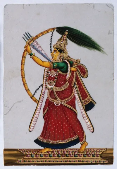 Rati, Hindu goddess of love, shooting arrows with her bow