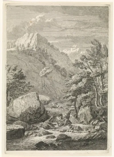 Ravijn met een brede waterval
